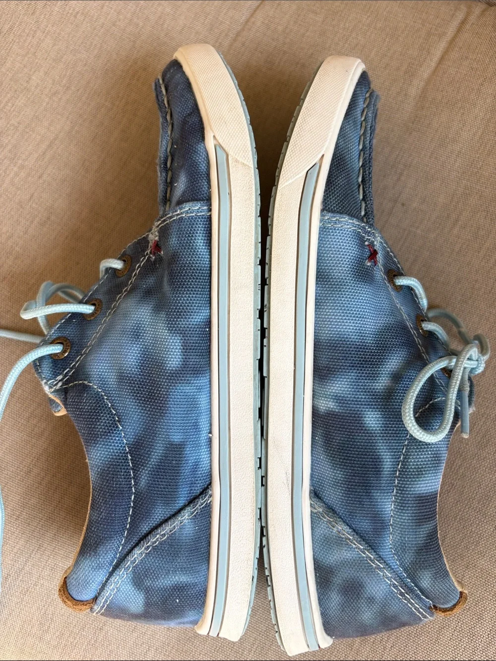 Twisted X  hooey Blue Tie-Dye Canvas Boat Shoes lace up loafer